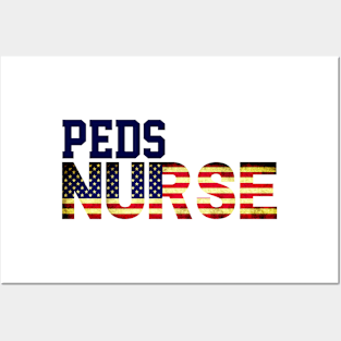 Vintage American Peds Nurse USA Flag, Department, Pediatric Nursing Student Posters and Art